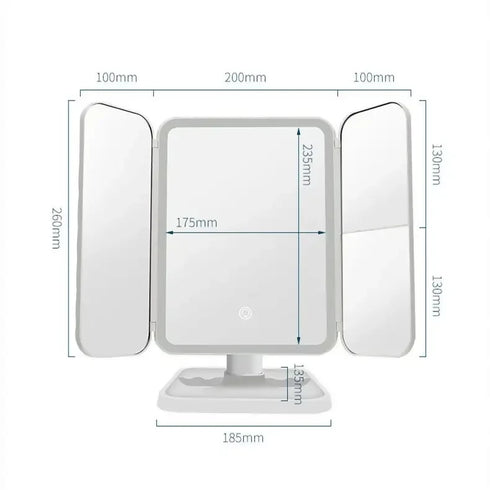 Foldable Rechargeable Adjustable Angle Smart Makeup Mirror